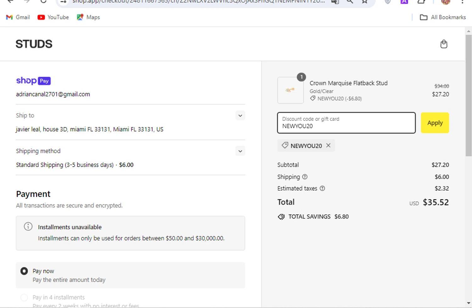 How to apply Studs coupon code