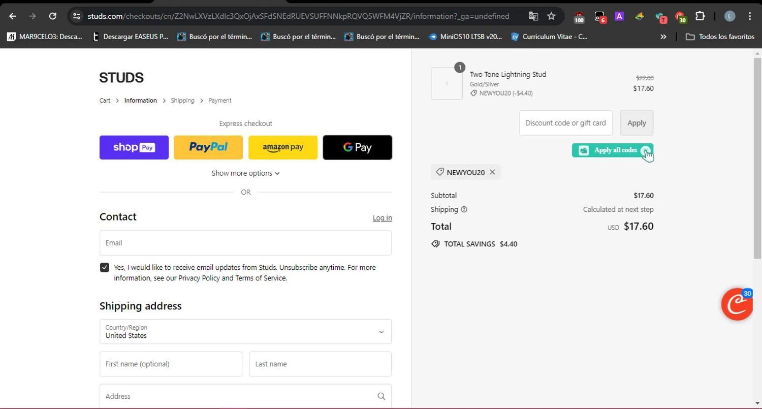 How to apply Studs coupon code